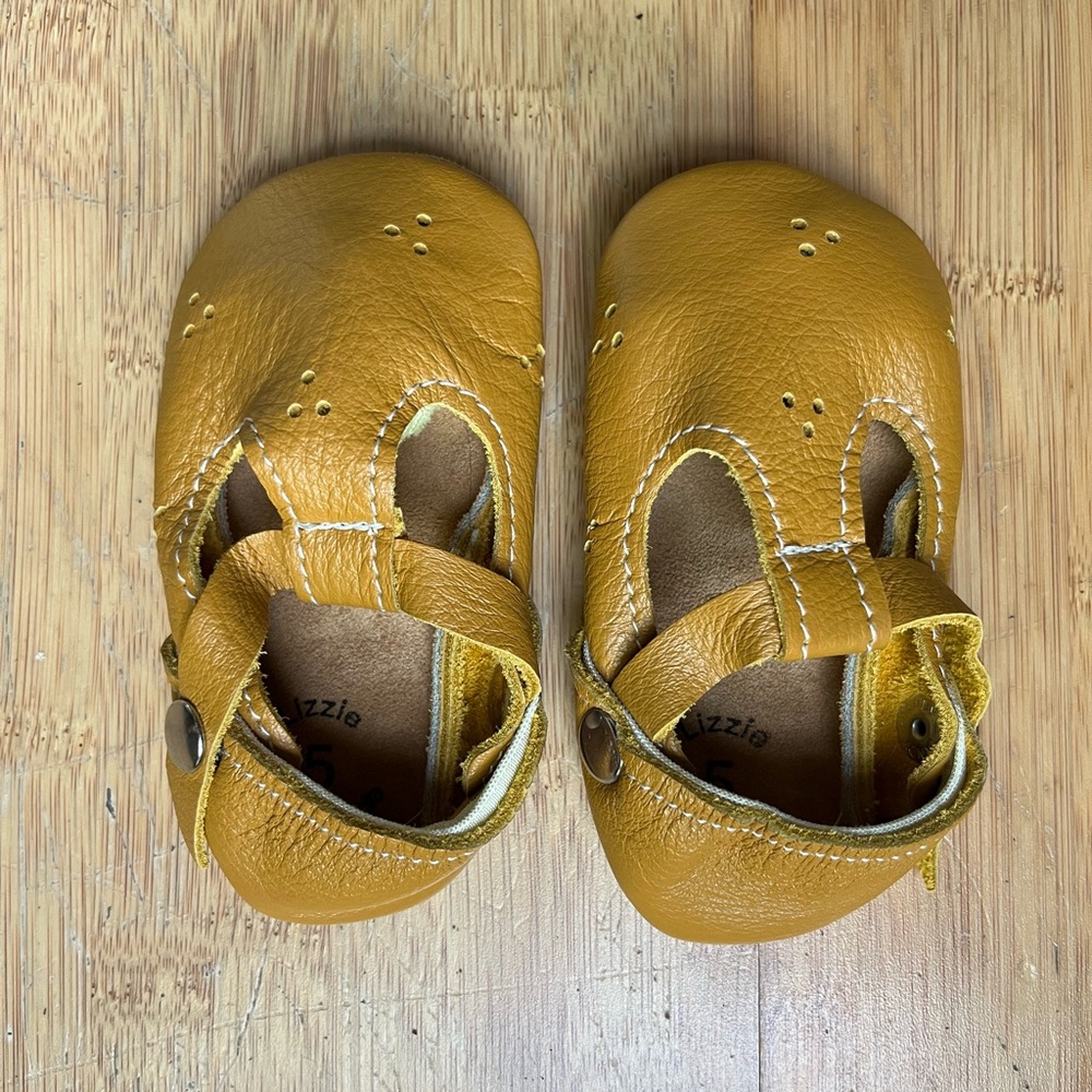 Mustard 100% Leather Soft Sole Baby Walker Shoes - 18-24mo - Lizzie Homemade 5